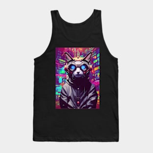 Techno Cat In Japan Neon City Tank Top